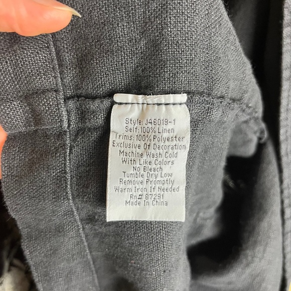 Johnny Was Black Linen Embroidered Kimono Jacket L Boho Open Cardigan Western - Picture 4 of 10